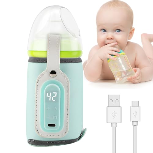 AVCXEC Flaschenwärmer Baby Unterwegs, Baby Flaschenwärmer, Fläschchenwärmer, Babyflaschenwärmer mit Genaue Temperaturregelung, Tragbarer Milchflaschenwärmer mit LCD-Display für Alle Flaschen