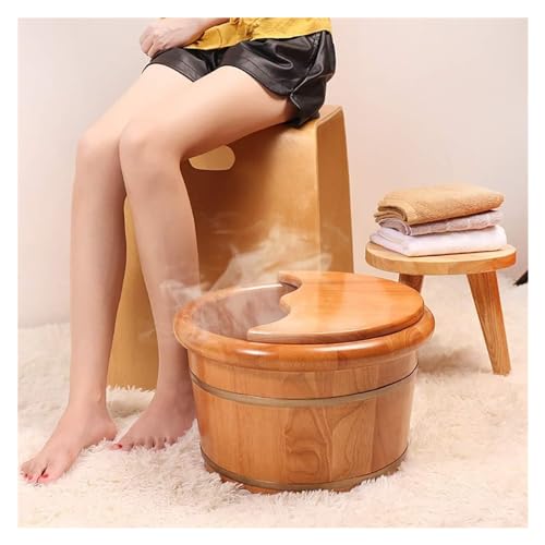 Tina de madera sólida para pies con masaje y tapa miniatura 2