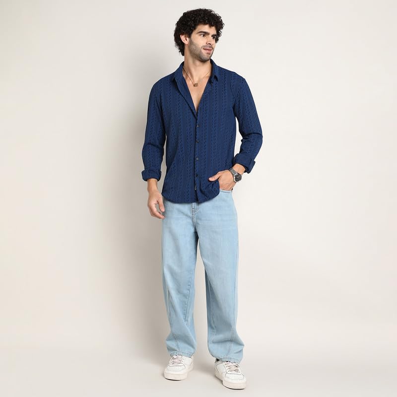 Image of CAHOOT Men's Shirt for Casual Wear | Mid-Rise | Regular Fit | Button Closure | Shirt Crafted with Comfort Fit for Everyday Wear