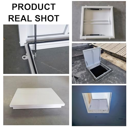 Miniatura 7 de Claraboya Techo De Aluminio, Tragaluz De Techo Con Manija De Bloqueo, Puerta Antirrobo De Acero, Claraboya Cubierta Con Tapa De Acceso De Emergencia, Tapa De Pozo White,75x75cm 30x30in
