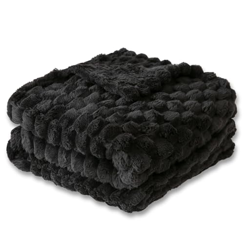 Image of HOMRITAR Decorative Extra Soft Fuzzy Faux Fur 3D Baby Blanket for Boys Girls Reversible Lightweight Fluffy Cozy Plush Comfy Fleece Toddler Blankets for Nursery, AC-Room (30 x 40 Inch, Black)