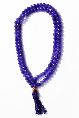 Blue Hakik (Agate) mala - Hindu Buddhist Prayer beads | 108+1 beads Size:8 MM