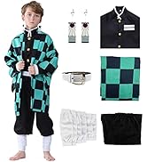 Heionia 6PCS Nezuko Tanjiro Cosplay Kostüm Kinder Demon Anime KamadoTanjiro Nezuko Kimono Umhang ...