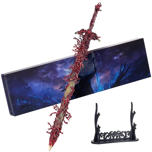 SANYOUGAME Eldens Rings Blasphemous Blade-Modell mit Ausstellungsständer 30 cm Vollmetall-Spiel-Requisiten Dekorationen Sammlung Geschenke Büro-Desktop-Dekoration Ornamente