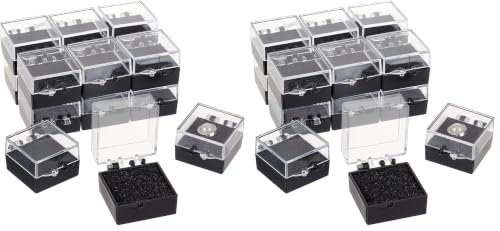 Image of OLYCRAFT 16Pcs Clear Plastic Gift Box For Pin 1.1x1.1x0.4 Inch Black Small Presentation Boxes for Badge Clear Lapel Pin Presentation Display Case for Lapel Pin Gemstone Storage Display (Pack of 2)