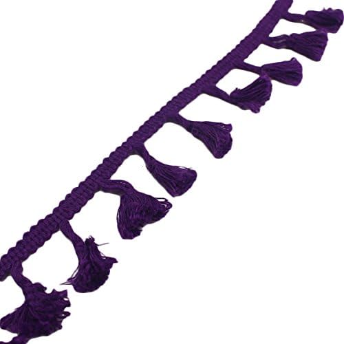 Yalulu 5 Yards Colorful Cotton Tassel Fringe Lace Trim Ribbons Sewing Cloth DIY Crafts Sewing Curtains Clothes Craft Accessories (Dark Purple)