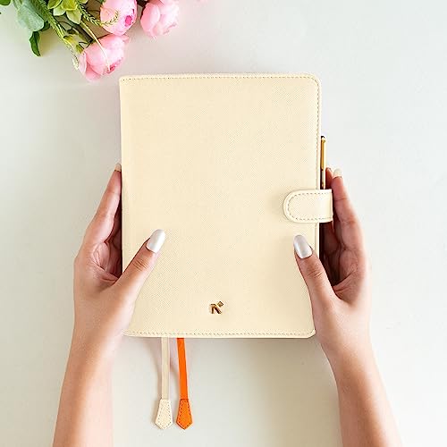 Image of NEORAH - A5 Notebook SLEEVE with SNAP Button - [ SLEEVE ONLY ]|Vegan Leather|Office Diary Holder with Penloop| 2 Front & 1 Back Pocket | 6 Card Slots |2 BookMarks - Fits any A5 Softcover - AFTERGLOW
