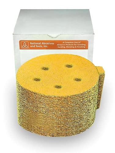 Carborundum / Norton Gold 58202 5 Inch PSA / Sticky 8 Hole Stack 120 Grit Sanding Discs - 100 Pack