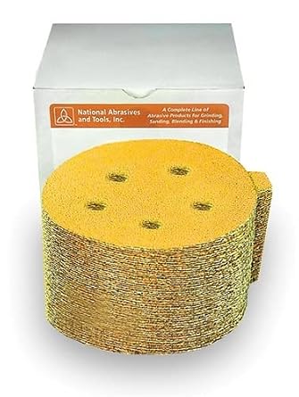 Carborundum / Norton Gold 58197 5 Inch PSA / Sticky 5 Hole Stack 400 Grit Sanding Discs - 100 Pack