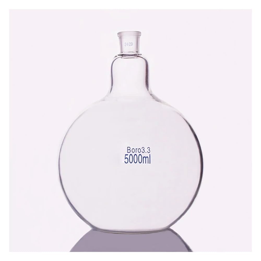 Vetreria da laboratorio Pallone a fondo piatto in vetro borosilicato con bocca singola standard, capacità 5000 ml e giunto 24/29