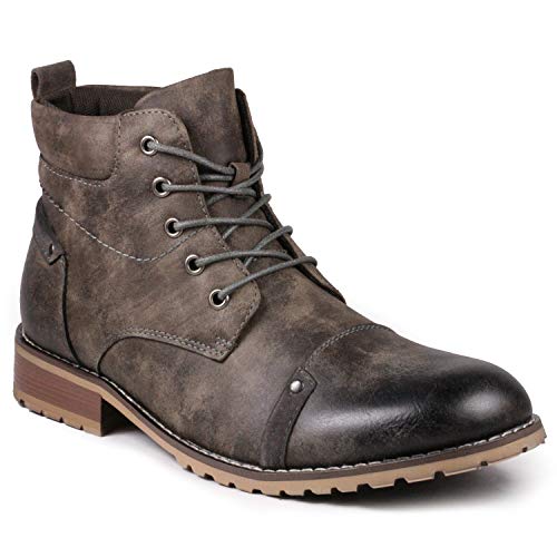 Metrocharm MC152 Men's Lace Up Cap Toe Casual Oxford Boot (8, Charcoal Gray)