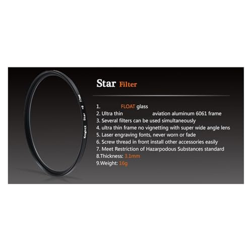 Filtre de caméra effet étoilé pour illuminer les reflets et lumières