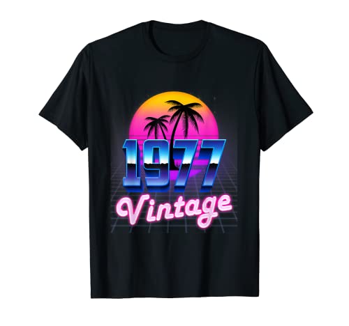 Regalo de cumpleaños 45 años de edad hombres mujeres retro vintage 1977 Camiseta
