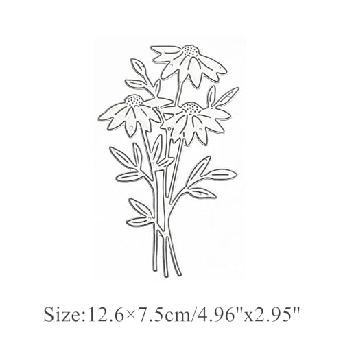 Plant Coneflower Metal Die Cuts, Daisy Flowers Leaves Wedding Cutting Dies Cut Stencils for DIY Photo Decorative Embossing Paper Dies for Scrapbooking Card Making