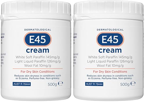 E45 Cream 500 g Tub – Moisturiser for Dry Skin and Sensitive Skin - Emollient Body Cream to Soothe Dry and Irritated Skin - Itchy Skin, Eczema Cream - Perfume-Free Face Cream and Non-Greasy Hand Cream