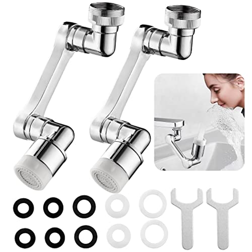 2 Packs Faucet Extenders, 1440° Swivel Faucet Extender With 2 Outlet Modes, Large Angle Rotating Splash Filter Faucet Aerator, For Kitchen, Bathroom Sink Internal & External Threaded Faucets #TOP7