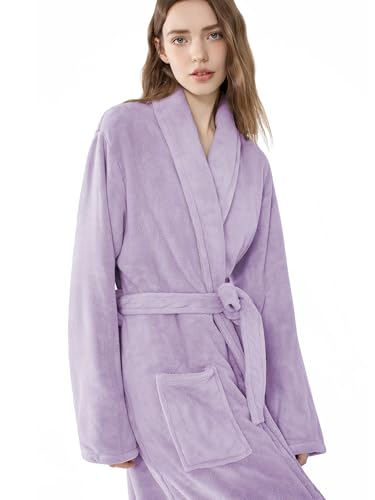 Image of Soft Robe For Women,Warm Plush Bath Robes Female,Spa Towel After Shower Lightweight Long Bathrobe