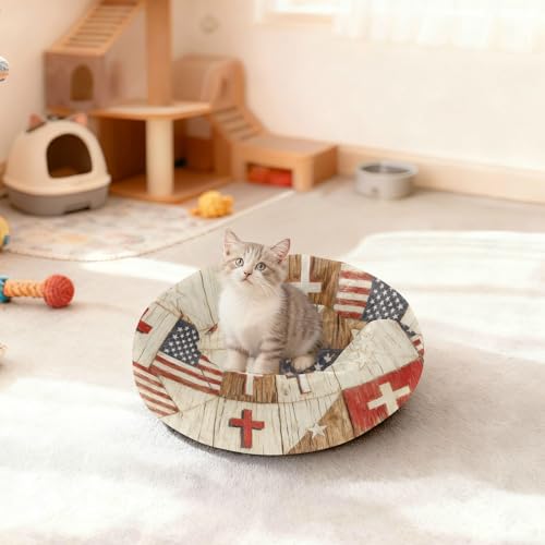 Lit pour chat en bois structure robuste et couchage lavable haut de gamme