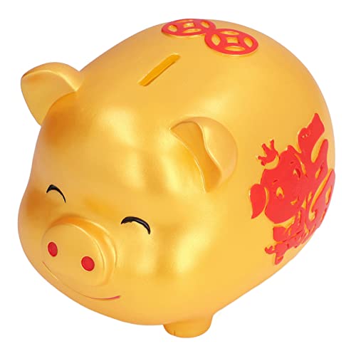 Salvadanaio a Forma di Maiale, Ecologico, Salvadanaio Salvadanaio Amichevole a Lunga Durata Salvadanaio per Bambini Adorabile Carino per la Decorazione (L Maiale fortunato dorato