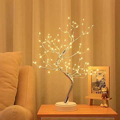 MYSNKU DIY Led Desk Tree Lamp, Desk Table Decor 36 Pearl LED Lights for Home,Bedroom, Indoor,Wedding Party,Decoration Touch Switch Battery Powered or USB Adapter (Art Deco) Cover