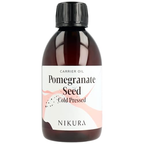 Nikura Pomegranate Seed Oil (Cold Pressed) - 250ml | For Skin, Hair, Body, Face | Moisturising Carrier Oil | Vegan & UK Made | BPA Free