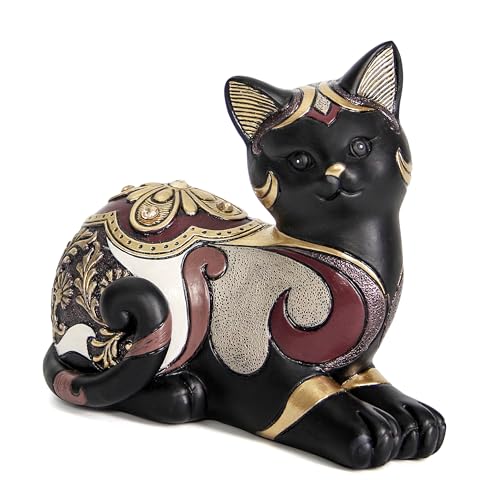 Smadeer Black Cat Statue for Home Decor, Cat Figurines Room Decoration for Bookshelf Office Table, Vintage Matt Small Cat Sculpture Gift for Cat Lovers, Woman Mom Retro Cats Animal