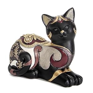 Smadeer Black Cat Statue for Home Decor, Vintage Cat Figurines for Women