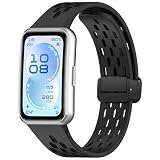 MELEJIA Cinturino Silicone Compatibile con Huawei Band 11/Band 11 Pro, Ricambio Cinturino, Chiusura Magnetica, Regolabile Sportiva Silicone Cinturini-Nero