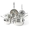 Martha stewart castelle 10 piece 188 stainless steel induction safe pots and pans non toxic triply bottom kitchen cookware set  urban country home decor