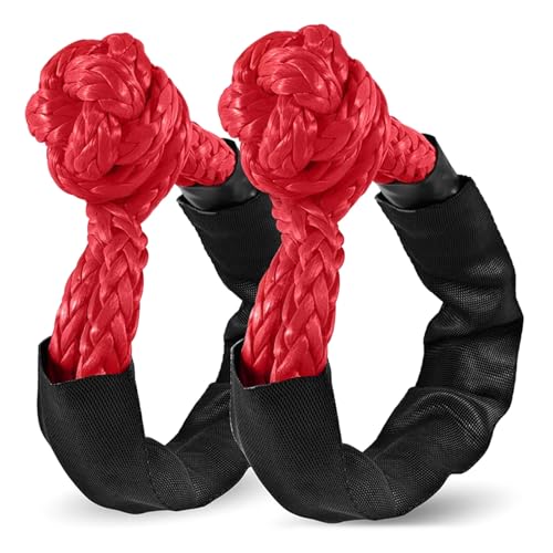 ZAMLIE Soft Shackle Recovery, 1/2 inch X 22 inch Soft Shackle (58,000 LBS Breaking Strength) with Protective Sleeve for Off-Road Sailing Trucks, 4x4,UTV, ATV (Red, 2 Pack)