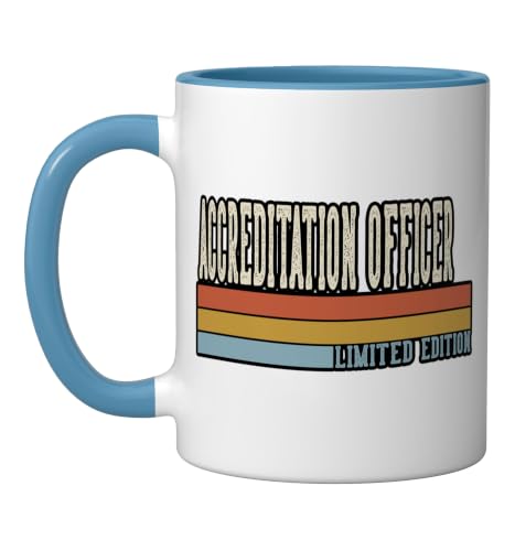 Accreditation Officer Week Retro Vintage Back To School Day Ceramic Mug, Blue/White
