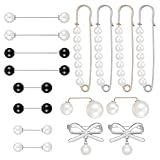 Cobee 16 Pcs Pearl Brooch Pins Set, Decorative Safety Pins for Clothing Sweater Shawl Hat Clips Cardigan Collar Clips for Women Sweater Scarf Hat Dress Accessories