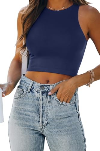 Image of EFAN Womens Sexy Sleeveless Double Lined Crop Tops Workout Cute Tight Racerback Tank Tops Summer Clothes Teen Girls 2025