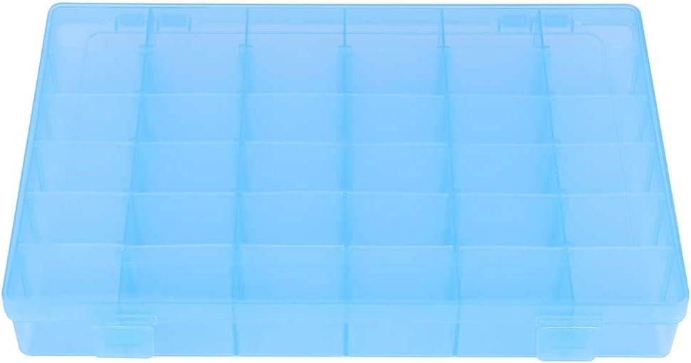 36 Slots Plastic Case Rubber Band Earrings Storage Box Jewelry Organizer Clear Adjustable Compartments Hanging Ring for Home Office Craft Accessories Pink Blue (Blue)