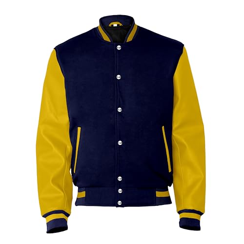 Image of Baseball Wool Letterman Varsity Faux Leather Sleeve For Men | Wool Varsity Bomber Jacket