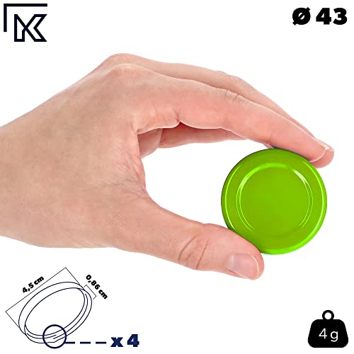 KADAX 50er Set Schraubdeckel TO43 für Gläser 43mm Grün – Twist-Off Ersatzdeckel für 40ml Mini Gläser & Probiergläser… – Ansicht 2