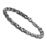 「silverKYASYA」梵字 六字真言 ブレスレット シルバー 色 燻仕上げ ペーパーチェーン ブレスレット お守り 幸運 魔除け メンズ 幅5mm 20cm