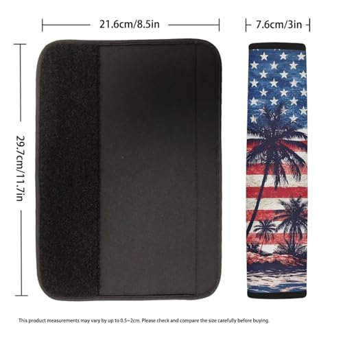 Image of AFPANQZ American Flag Palm Auto Seat Belt Cover Pads for Men Women 2 Piece Safety Seatbelt Pad Cushion Universal Fit for Truck Van Sedans SUVs Bohemian Red Shoulder Strap Pads