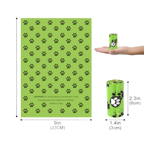 Image of Biodegradable 240 Count Unscented 13 inch x 9 inch Dog Poop Bags Rolls, Leakproof strong Poop Bags for Dogs, Dog Bags for Poop, Dog & Cat Poop Bags Cats Litter, Green