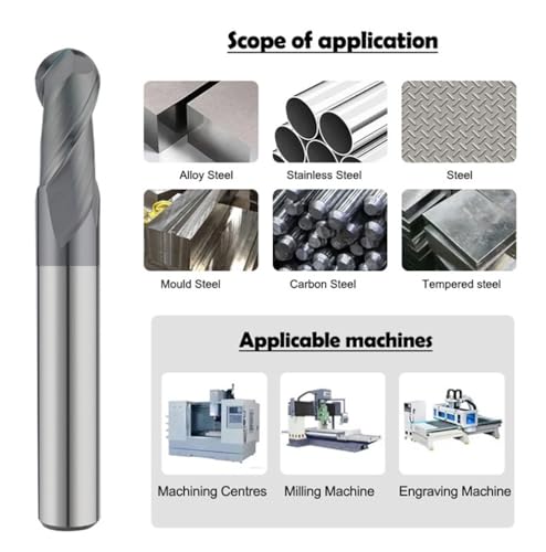 Image of Carbide Ball Nose EndMill HRC50 Double Edge 2 Flute TiAlN Coating Tungsten Steel Milling Cutter for Metal Steel HRC50 R0.5-R6.0 Series 11pcs Set