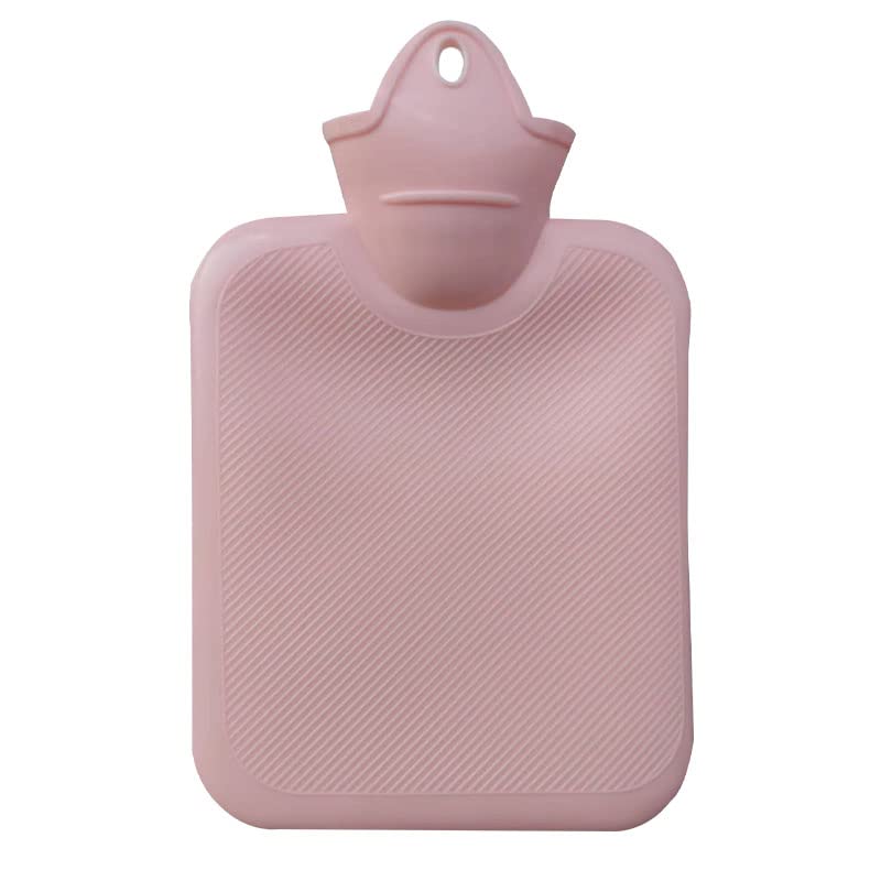Hot Water Bottle 500ml Mini Hot Water Bag Thickened Natural Rubber Comfort Warmth Leakproof Hit Water Bottle Ice Pack Ice Bag for Hot and Cold Compress for Pain Relief Back Neck Waist Feet (Pink)