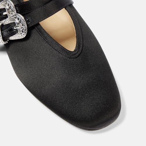 Women's Round Closed Toe Ballerina Flats Double Strap with Buckle Comfortable Mary Jane Flat Shoes Work Date Dressy Ballet Flats for Women4