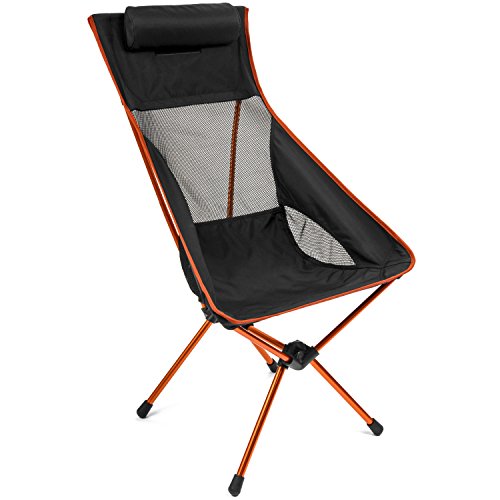 Cascade Mountain Tech Outdoor High Back Lightweight Camp Chair with Headrest and Carry