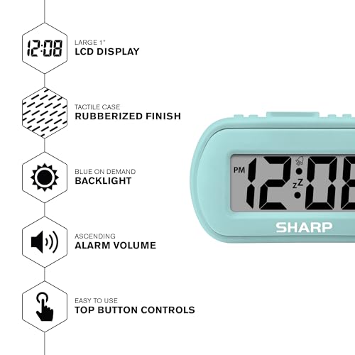 Sharp Rubberized Battery Travel Alarm Clock