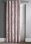 Intimates Luxury Thermal Crushed Velvet Ringtop Door Panel Curtain (Blush Pink, 46" Wide x 84" Drop Door Panel)