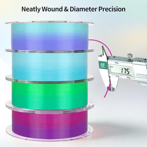 Image of IEMAI Translucent PETG Filament 1.75mm 1kg, Dual Color Gradient Blue to Green 3D Printer Filament Up to 600mm /s Rapid Printing for Lampshades Artwork & Home Decor
