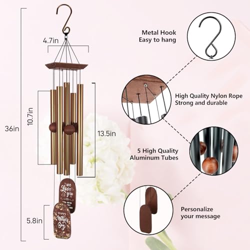 Image of ASTARIN Personalized from Daughter Son, Birthday Gift Wind Chimes for Mom Grandma Wife, Wind Chime Thank You Gift for Women Home Yard Garden Outdoor Decor