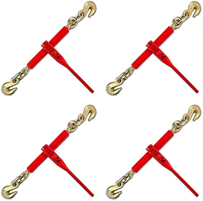 AYMMIC 5/16"-3/8" Ratchet Chain Binder,Ratchet Load Binders with 5,400Lbs Load Capacity,with Grappling Hook,Use with 5/16in. G70 or 3/8in. G43 Chain,Tie Down Heavy Loads to A Truck or Flatbed Trailer