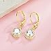 Dangle Earrings 18K Yellow Gold Plated Princess Halo Round Cut Clear Cubic Zirconia Drop Earrings for Women Hypoallergenic