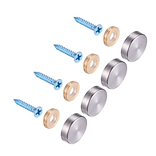 4 PCS Mirror Screws Decorative Caps Cover Nails, Polished Stainless Steel Mirror Decorative Screws Fasteners for Mirrors, Wardrobes, or Glass Furniture, Sign/Advertising Hardware (0.79/20mm)